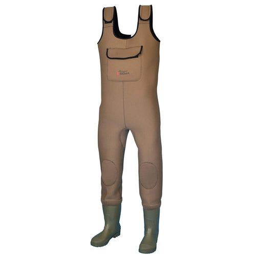 Shakespeare Sigma Neoprene Wathose – EU 44 Crystal Red/Smoke. Rot-graue Neopren-Wathose. Hält Angler im Wasser trocken und warm.