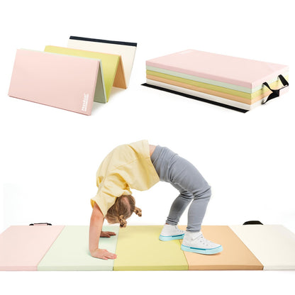 PhysKcal 5 Panel Macaron Klappbare Weichbodenmatte Turn-/Fitnessmatte, faltbar, in Pastellfarben, zum Turnen und für Fitness.