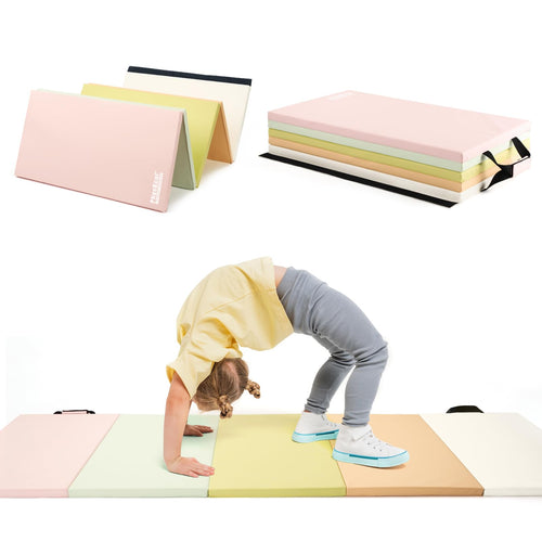 PhysKcal 5 Panel Macaron Klappbare Weichbodenmatte Turn-/Fitnessmatte, faltbar, in Pastellfarben, zum Turnen und für Fitness.