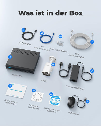 Reolink RLK8-800D4 4K PoE Aussen Überwachungskamera Set (4 Kameras)