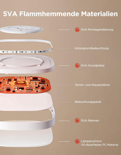 Govee RGBIC Smart LED-Deckenleuchte, 24 W, dimmbar, 30 cm