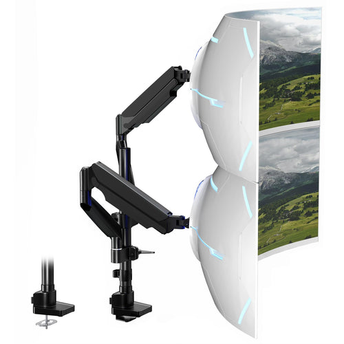 Monitor Halterung 2 Monitore übereinander, höhenverstellbar – 17-40 Zoll. Schwarz, vertikal.