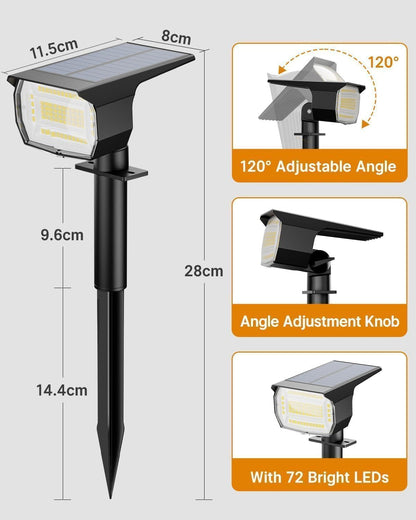 btfarm Solarstrahler für Aussen, 8er-Set, 72 LED, IP65, warmweiss