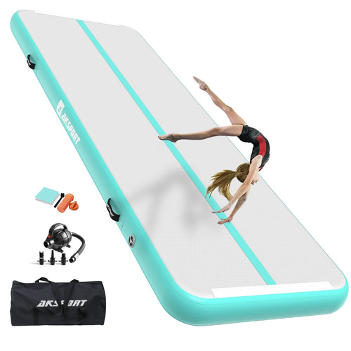AKSPORT Air Track Tumblingmatte - Aufblasbar 4m x 10cm. Eine lange, rechteckige, aufblasbare Matte für Federung bei Sprüngen und Akrobatik.