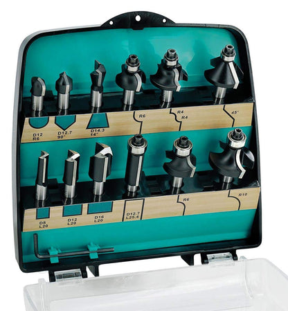 ENT 09012 Hartmetall Fräser Set 12-tlg. – Schaft 8mm. Vielseitige Fräser zur präzisen Holzbearbeitung mit Oberfräse.