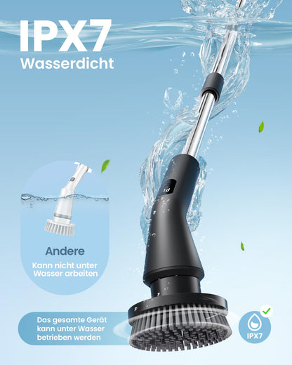 Leebein Elektrische Reinigungsbürste Spin Scrubber mit 7 Bürstenköpfen