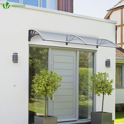 VOUNOT Pultvordach Haustür Überdachung transparent 200x80cm grau