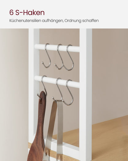 VASAGLE Küchenregal KKS024W09, Standregal mit 6 Ablagen, Stahlrahmen