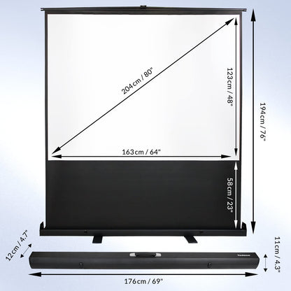 Todeco Beamer Leinwand 80 Zoll 4:3 – Bodenprojektor Tragbar