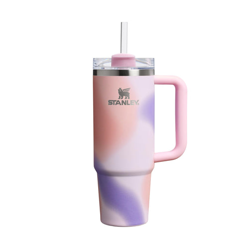 STANLEY Quencher H2.0 FlowState Trinkflasche 0.89 L, Rose Petal Motion – Edelstahlbecher mit Strohhalm und Traggriff