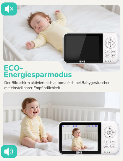 GHB Babyphone mit Kamera MC632B, 3,2 Zoll LCD, Nachtsicht, Weiss