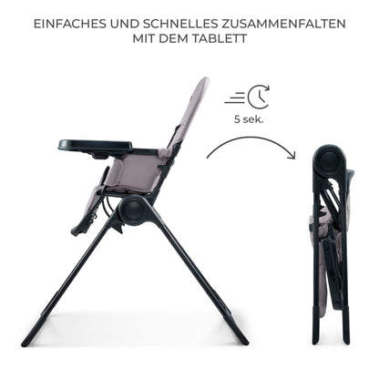 Kinderkraft BINCI Kinderhochstuhl, faltbar, mit Tablett, Grau
