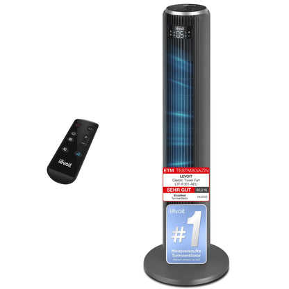 Levoit Turmventilator LTF-F361-AEU, 92 cm, mit Fernbedienung, mattgrau – schlanker Säulenventilator
