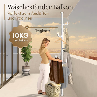 LOBUX Garderobenständer Teleskop, 5 Haken, weiss, 110-310 cm