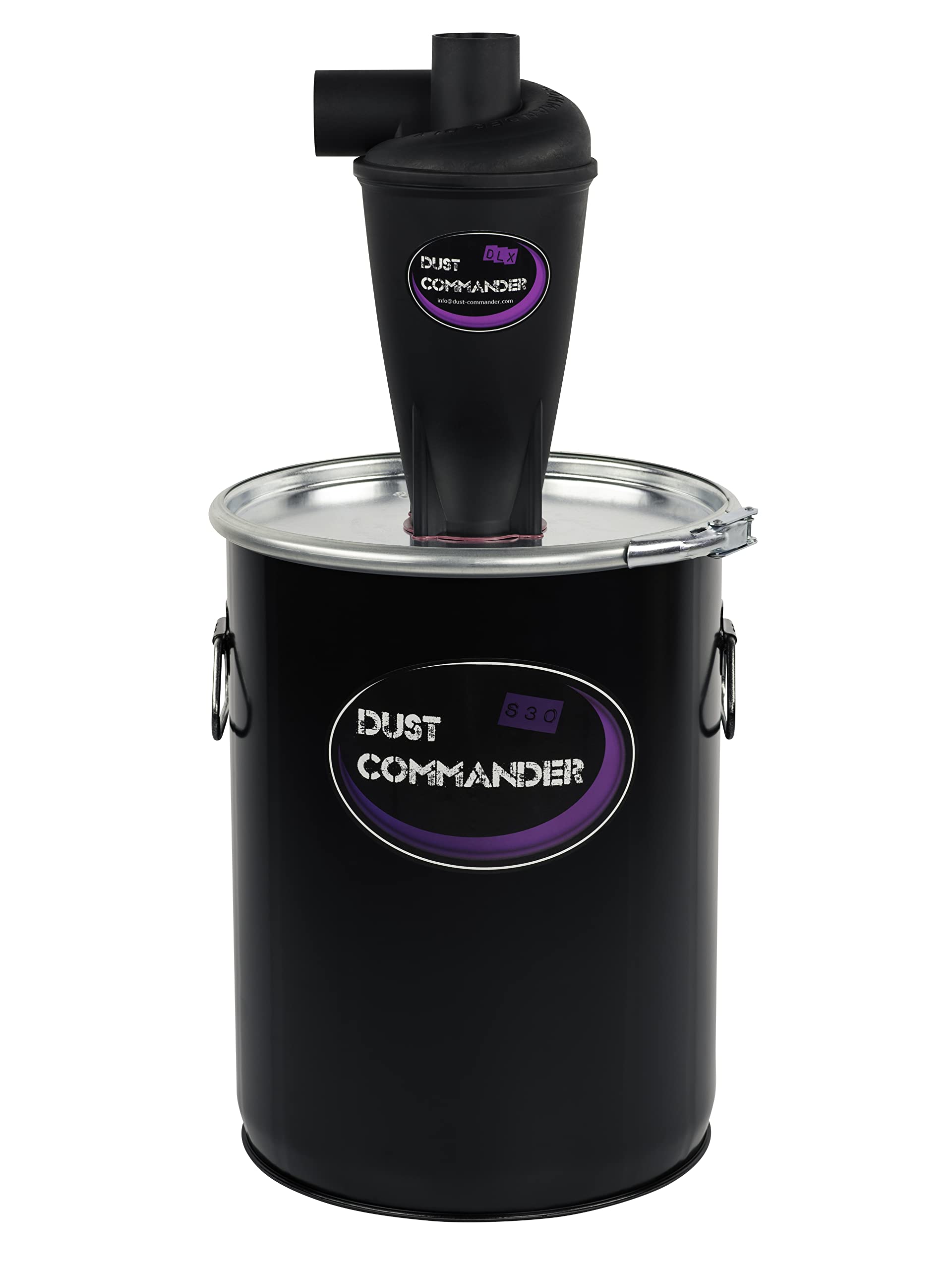 DUST COMMANDER S30 Zyklon Staubabscheider – 30L Stahl Bausatz: Konischer Stahl-Abscheider. Trennt zentrifugal Staub/Späne für Werkstattabsaugung.