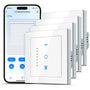 SMARTERCURRY Wlan Rolladenschalter 7. Gen – 4 Stk. Weiss. 4 weiße, rechteckige Wandschalter zur WLAN-Steuerung von Rolläden.