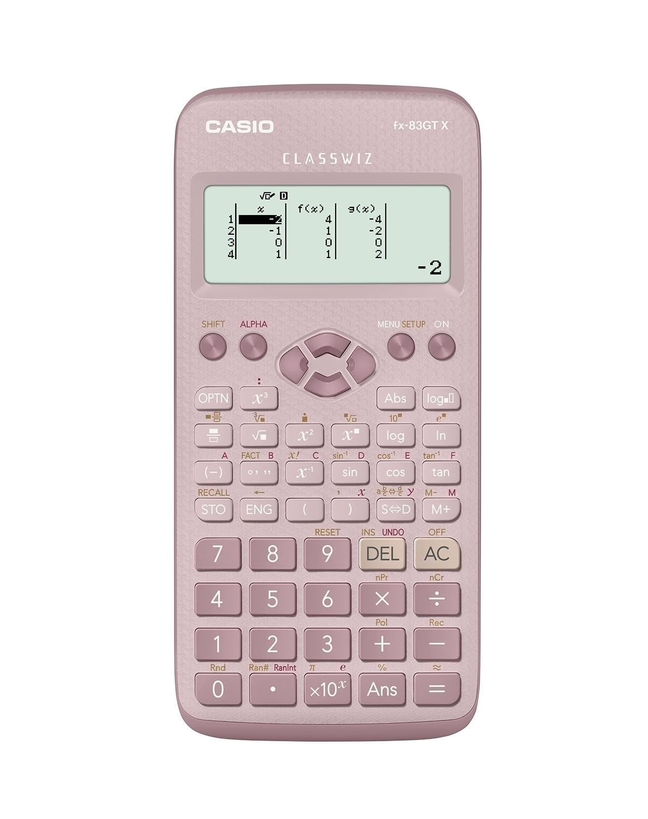 Casio fx-83GT X Wissenschaftlicher Taschenrechner - Pink, rechteckig mit Display und Tastenfeld, für mathematische Berechnungen.
