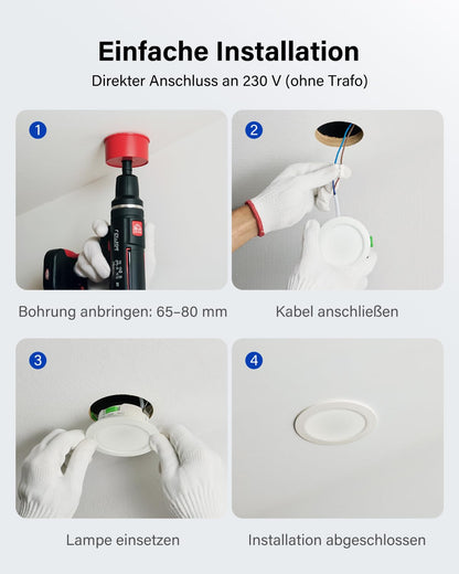 Leselux LED Einbaustrahler LETD-111 dimmbar 3000-6000K IP44 10er-Set