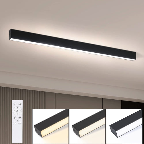Glitzerlife LED Deckenleuchte 107cm Schwarz Dimmbar. Schwarze, längliche LED-Leuchte zur dimmbaren Deckenbeleuchtung.