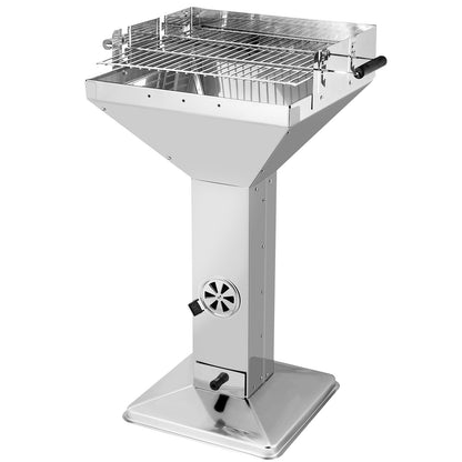 TLGREEN Holzkohlegrill 11550, Edelstahl Säulengrill höhenverstellbar