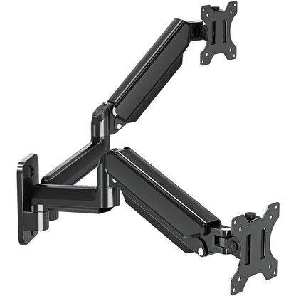 ELIVED Dual Monitor Wandhalterung Gasdruckfeder EV6022. Wandhalterung mit zwei flexiblen Gasdruckfeder-Armen für ergonomische Bildschirmpositionierung.