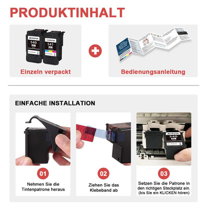 ANKINK Tintenpatronen für Canon PG-540XL CL-541XL, Schwarz + Farbe