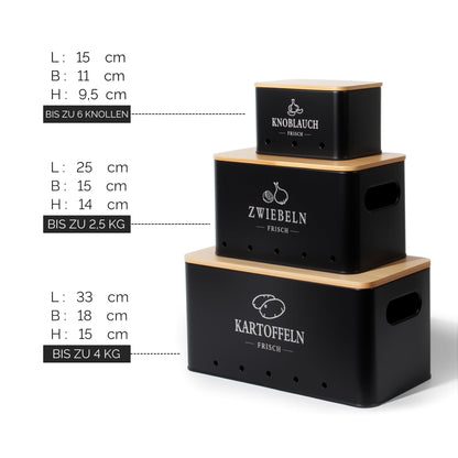GREELUE Kartoffel-Aufbewahrungsbox 3er Set für Zwiebeln & Knoblauch