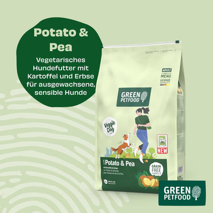 Green Petfood VeggieDog Trockenfutter Kartoffel & Erbse 10 kg