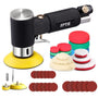 SPTA Mini Poliermaschine Druckluft Exzenterschleifer Set ARPS3SET mit Polierpads in 25, 50 und 80 mm