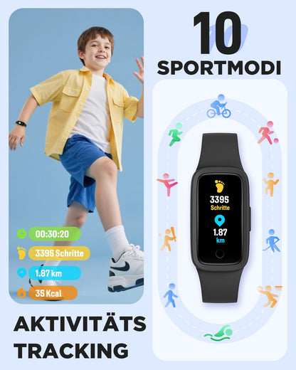 BIGGERFIVE Vigor 3 Kinder-Fitnessuhr mit AMOLED-Display, Schwarz