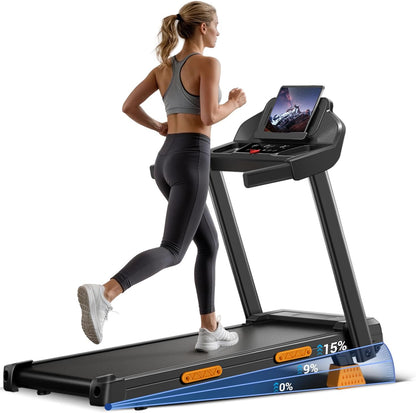 LONTEK Laufband Klappbar mit Steigung – ein klappbares Fitnessgerät mit breiter Lauffläche, das Lauftraining mit bis zu 12 km/h und Steigung ermöglicht.