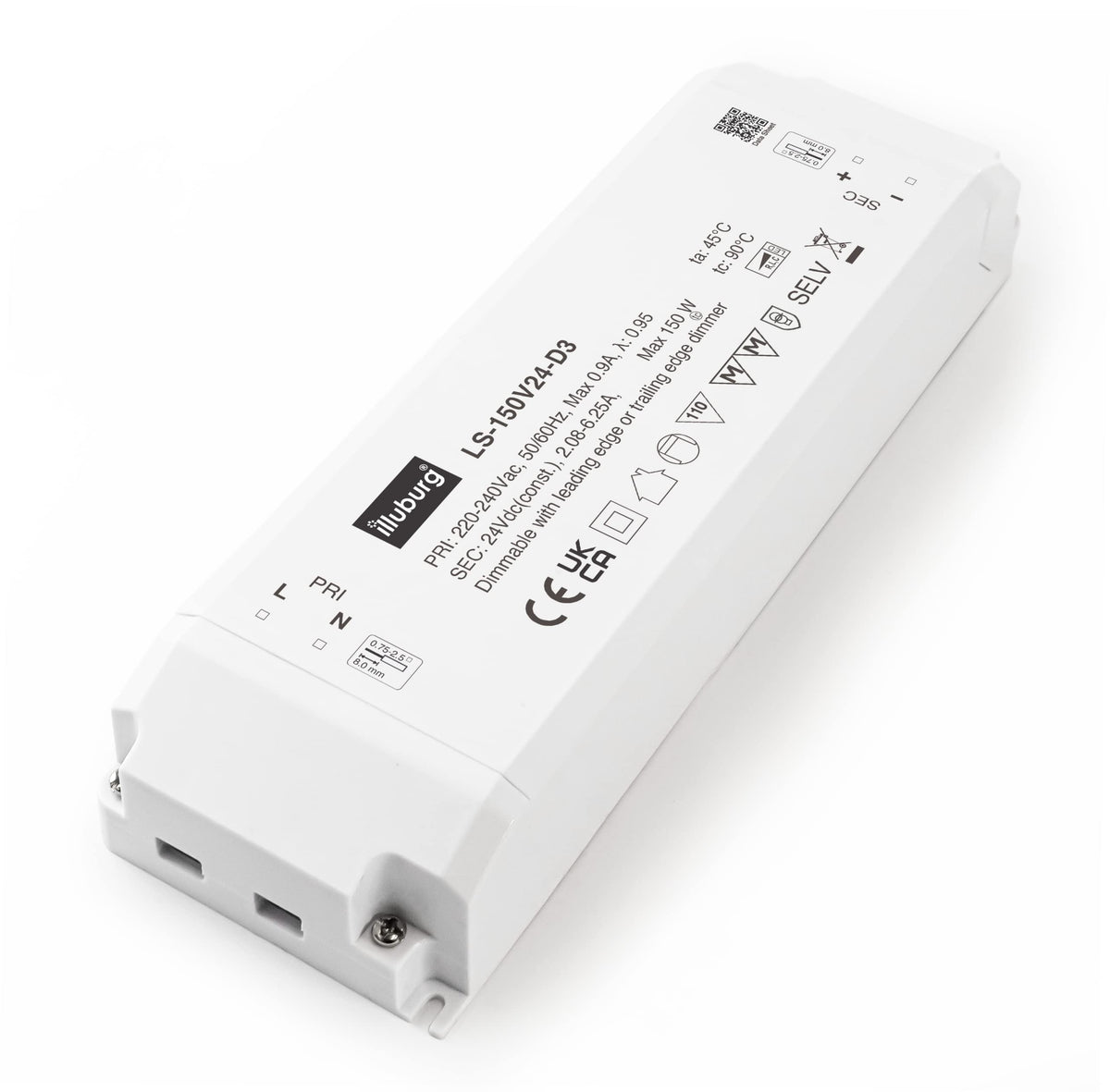 illuburg LED Trafo 24V dimmbar 50-150W Triac Netzteil Treiber mit Schraubklemm-Anschluss