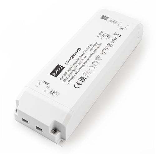 illuburg LED Trafo 24V dimmbar 50-150W Triac Netzteil Treiber mit Schraubklemm-Anschluss