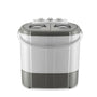Wiltec Mini-Waschmaschine 3kg – Camping mit Schleuder. Kompaktes, weißes Gerät wäscht und schleudert Kleidung mobil beim Camping.