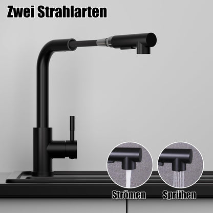 SEMANEY Küchenarmatur schwarz, ausziehbare Brause, 360° schwenkbar