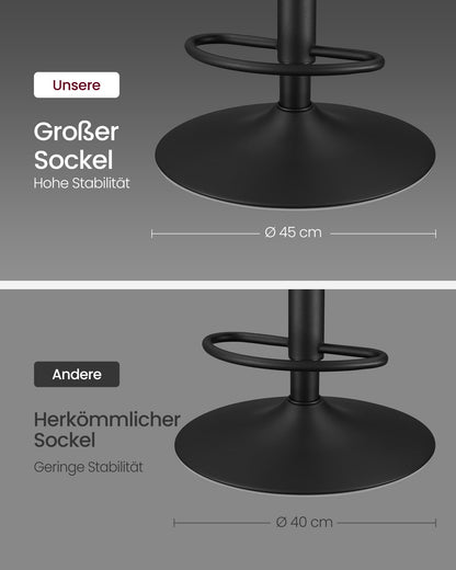 VASAGLE Barhocker 2er Set höhenverstellbar drehbar taubengrau LJB095G01