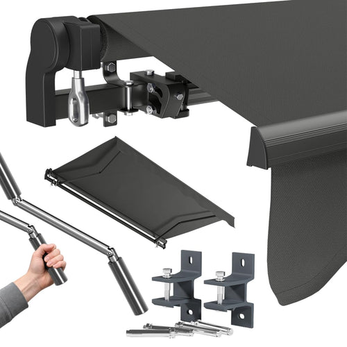 STEELSØN Kestria Gelenkarmmarkise 200 x 150 cm Anthrazit mit Kurbel, Polyestertuch und Aluminium-Gelenkarme