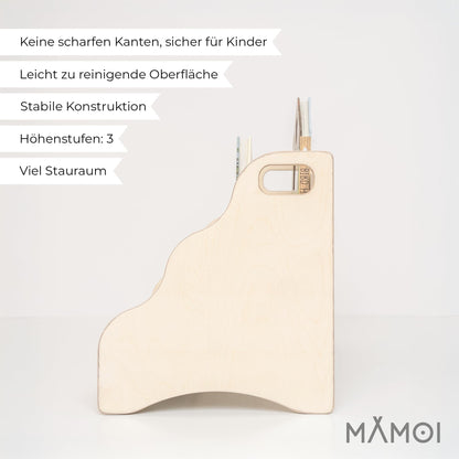 MAMOI Kinderregal aus Holz, freistehendes Bücherregal mit Griffen