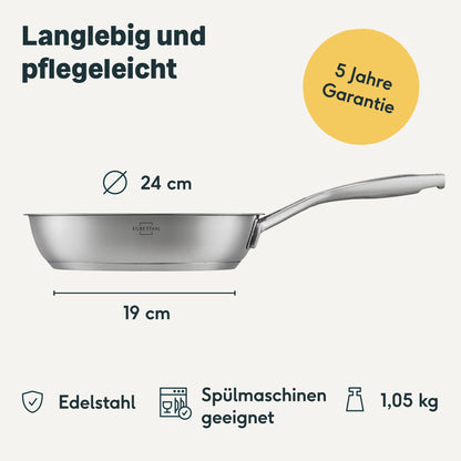 SILBERTHAL Edelstahl Bratpfanne Induktion – 24cm unbeschichtet