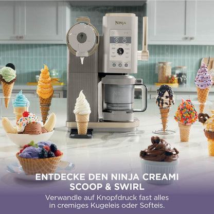 Ninja CREAMi Scoop & Swirl Eismaschine NC701EUSTGD, Stone Gold
