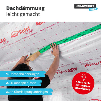 Alfa Flex Folienklebeband 50 mm x 25 m, 3 Rollen, für Dampfsperren