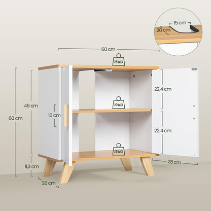 EUGAD Waschbeckenunterschrank mit 2 Türen, 60 x 30 x 60 cm, weiss