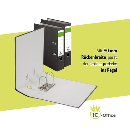 IC-Office Aktenordner A4, 20er Pack, schwarz, 2-Ring-Hebelmechanik