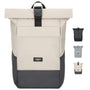 LARKSON No 4 Rolltop Rucksack mit Laptopfach, beige-grau, wasserabweisend, Volumen 16 bis 20 Liter