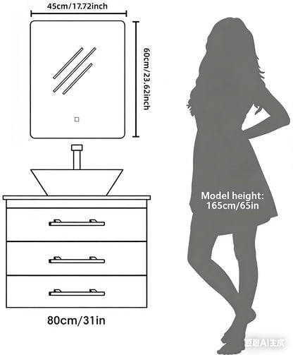MYGIIVOVO Badspiegel mit LED-Beleuchtung, Touch-Schalter, 60x45 cm