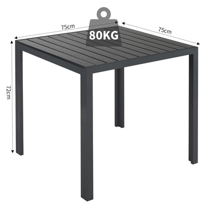 LIFERUN Gartentisch D-058, Aluminium WPC Balkontisch 75x75 cm Schwarz