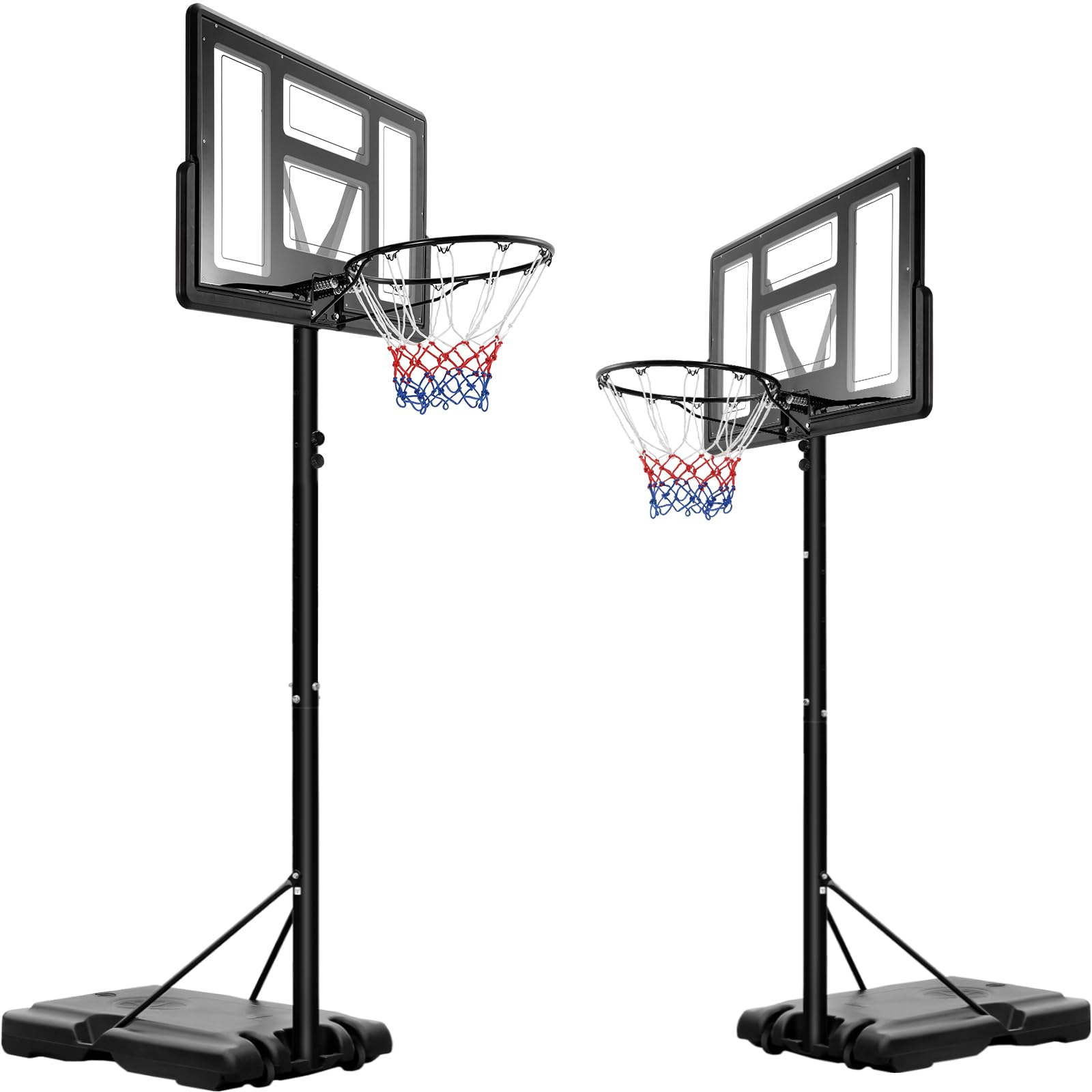 LIFERUN Basketballkorb Outdoor Verstellbar 230-305cm – 110x70cm. Höhenverstellbar zum Basketballspiel im Freien, mit Ring und Netz.