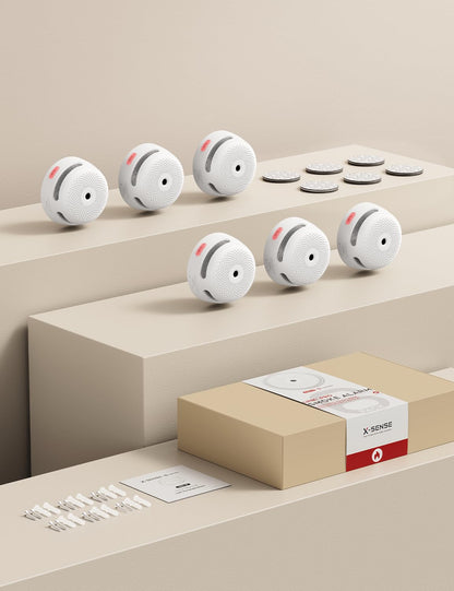 X-Sense Mini Rauchmelder XS01 mit 10-Jahres-Batterie, 6 Stück