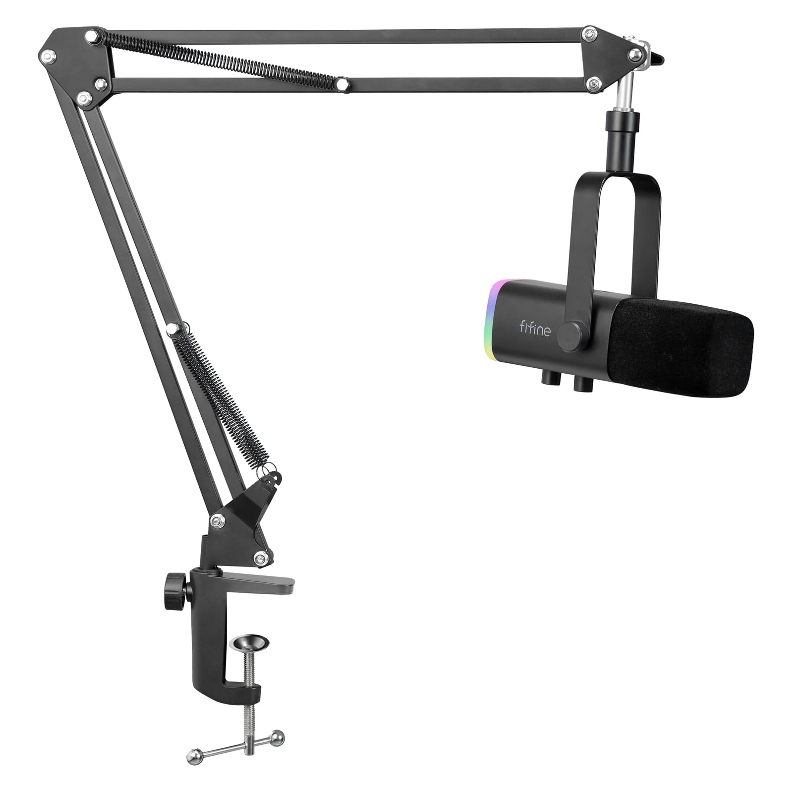 FIFINE XLR USB Dynamisch Streaming Mikrofon – mit Arm. Zylindrisches Dynamikmikrofon am Schwenkarm. Für Streaming und Aufnahmen.