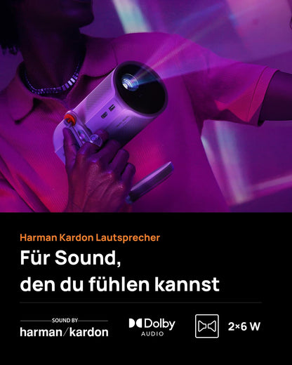 XGIMI MoGo 4 Laser Mini-Beamer mit Akku, 550 ISO-Lumen & Google TV